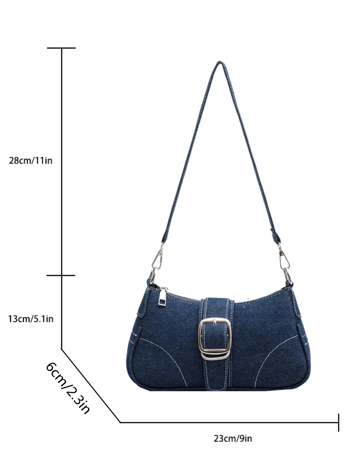 Demin Shoulder Bag With Chain Detail- Small Crossbody Design